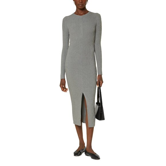 130. REMAIN Birger Christensen Mollan Grey Knit Rib Midi Dress $294 EUC Sz 36 - Picture 1 of 4